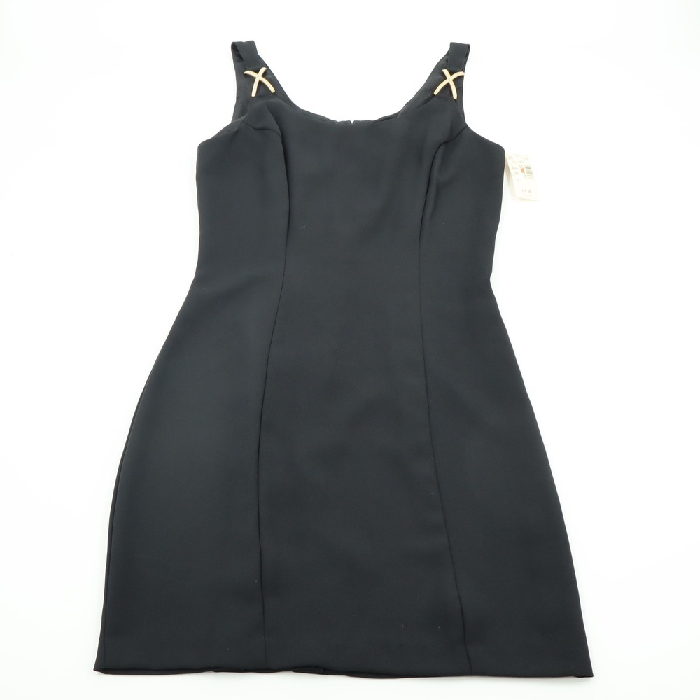 Vintage Rampage Black Mini Dress Rhinestone X Accents 90s Made in USA NWT Size 5